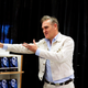 Morrissey showing off his book about Morrisey